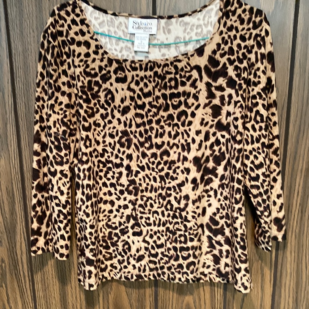 Style & Co Animal Print 3/4 Sleeve Top